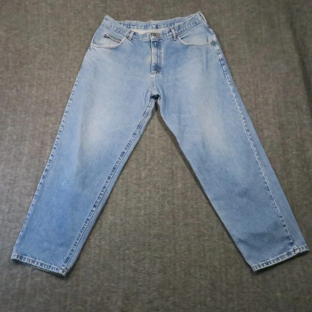 Vtg LL Bean Jeans 38x30‎ Light Wash Denim Relaxed Straight Leg Union Made 80s